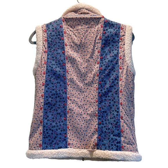 Kimchi & Blue Corduroy Embroidered Patchwork Floral Pattern Sherpa Vest Sz S - Picture 4 of 4